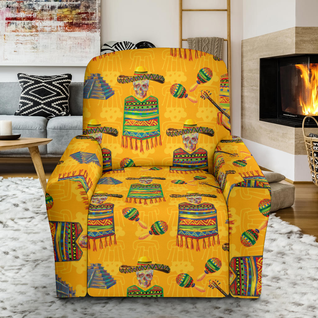 Maracas Mexican Style Pattern Print Design 02 Recliner Slipcover with Pocket