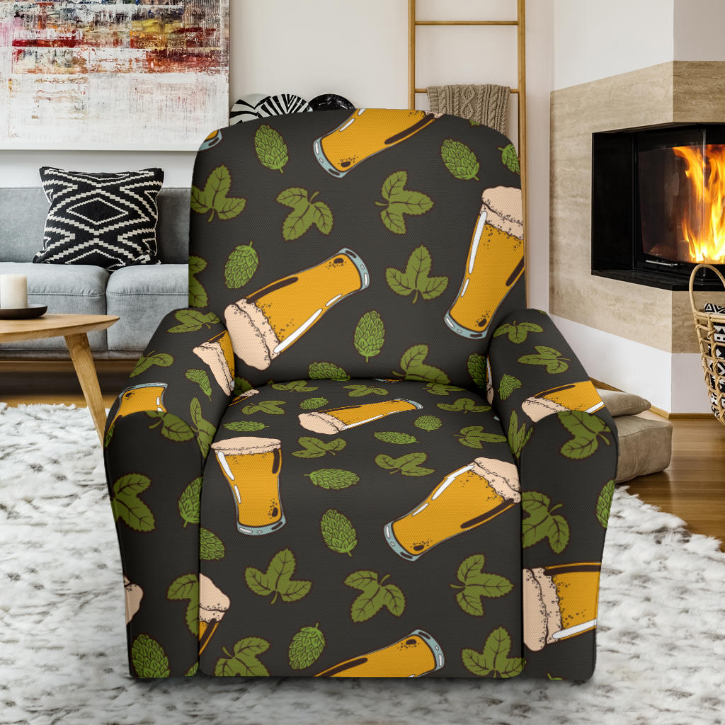 Beer Iris Pattern Print Design 02 Recliner Slipcover with Pocket