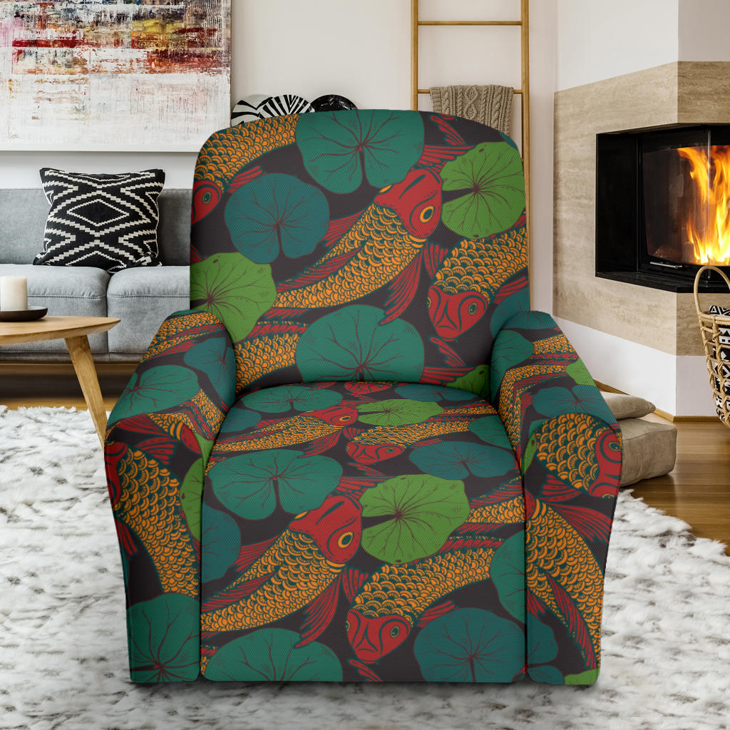 KOI Fish Pattern Print Design 01 Recliner Slipcover with Pocket