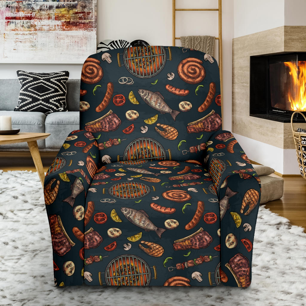 Barbecue Pattern Print Design 02 Recliner Slipcover with Pocket
