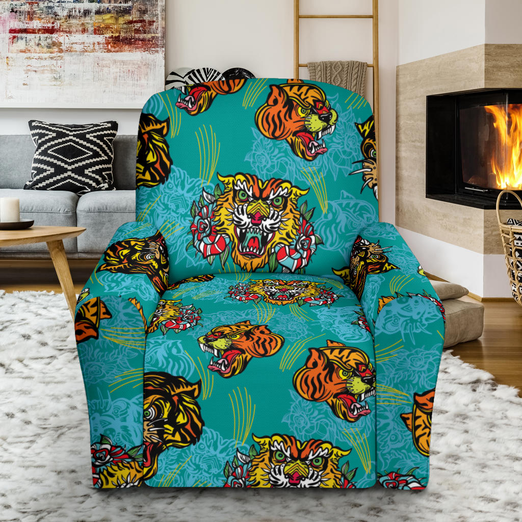 Tattoo Tiger Head Print Design LKS304 Recliner Slipcover with Pocket