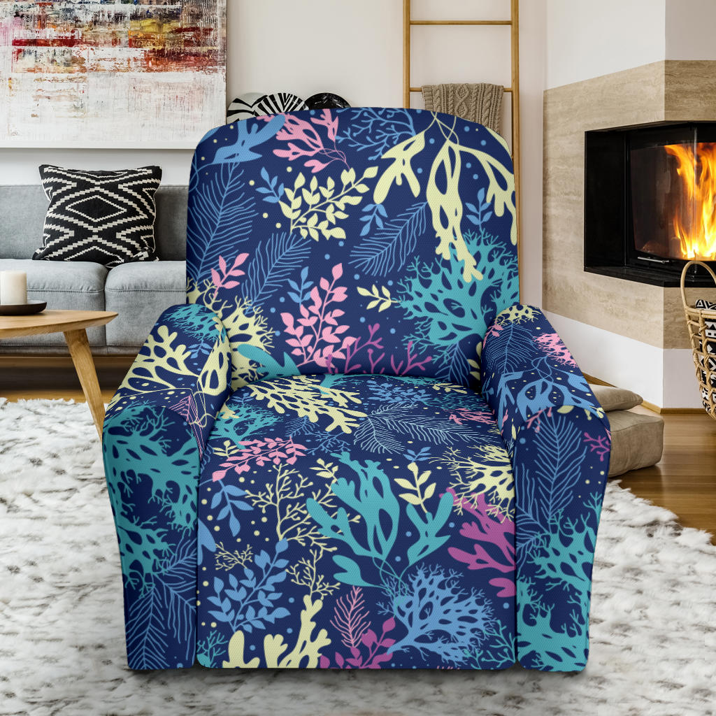 Seaweed Print Design LKS301 Recliner Slipcover with Pocket