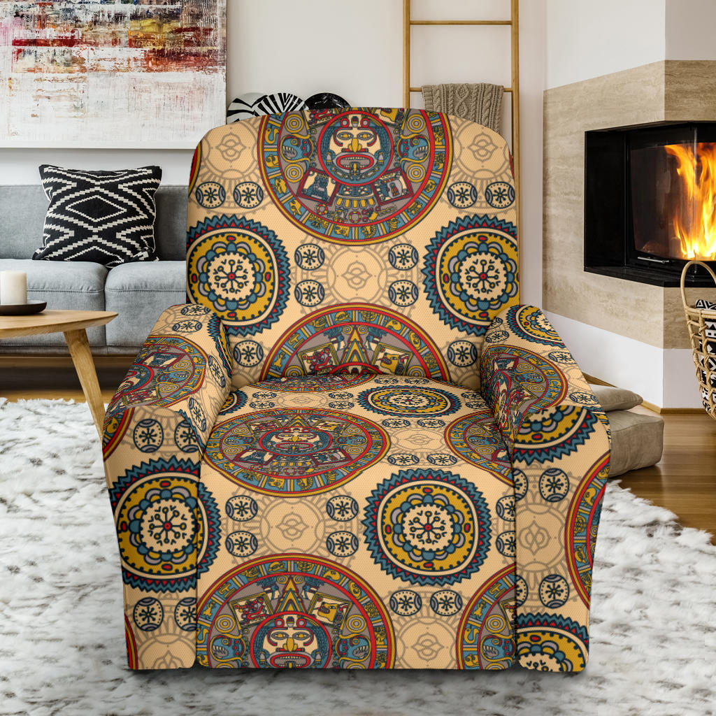 Calendar Aztec Pattern Print Design 02 Recliner Slipcover with Pocket