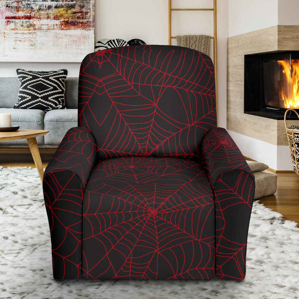 Spider Web Red Print Design LKS302 Recliner Slipcover with Pocket