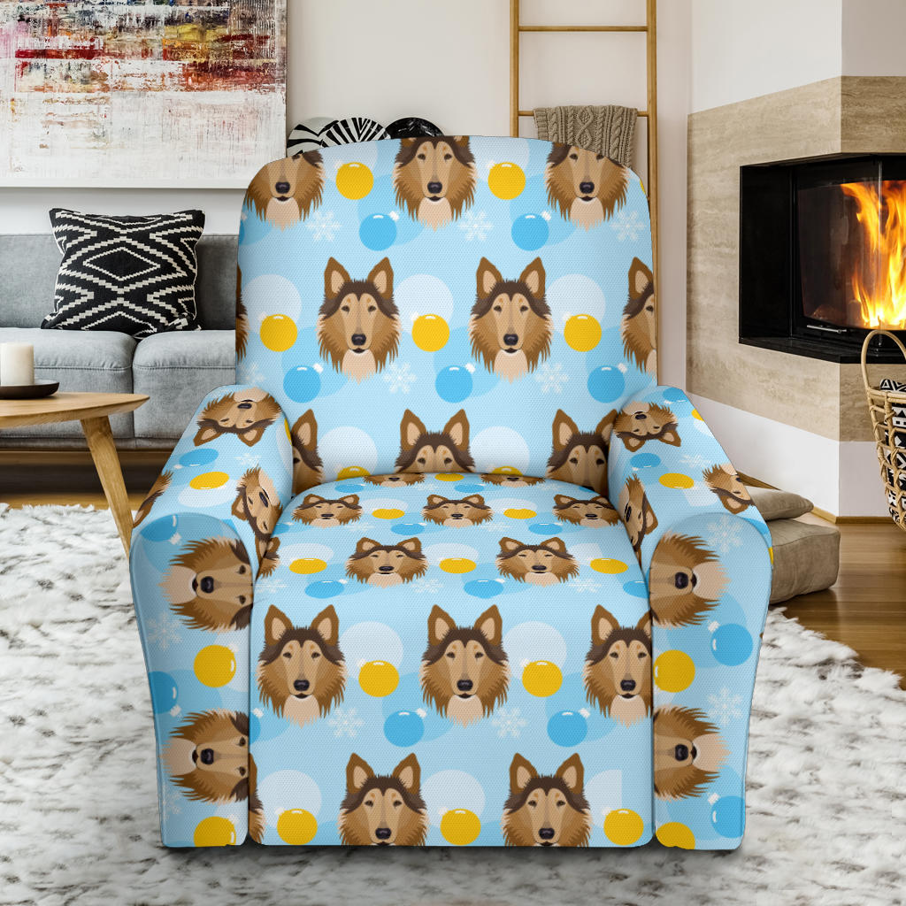 Collies Pattern Print Design 02 Recliner Slipcover with Pocket