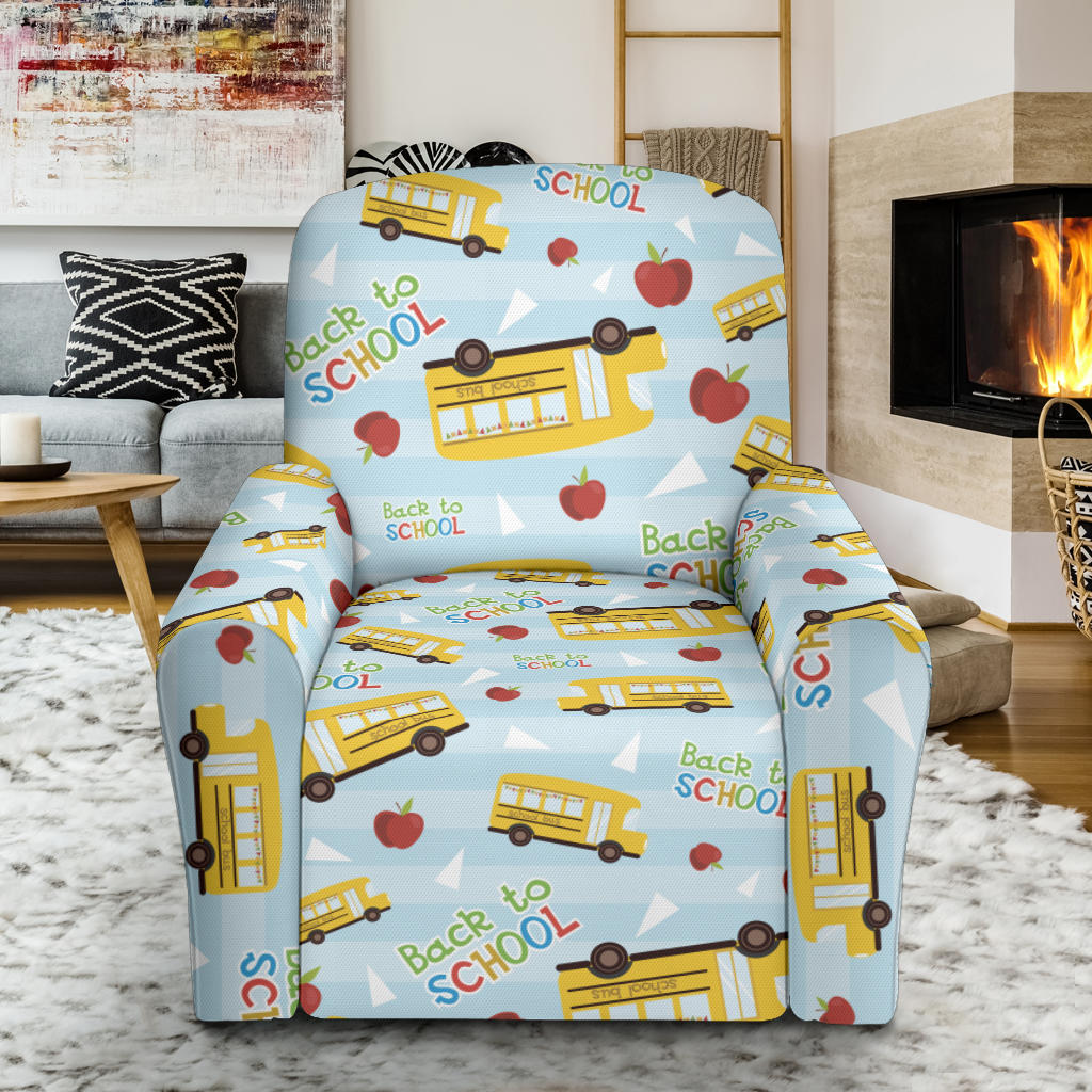 School Bus Back To School Print Design LKS303 Recliner Slipcover with Pocket
