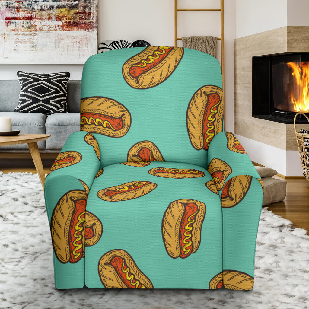 Hot Dog Pattern Print Design 04 Recliner Slipcover with Pocket