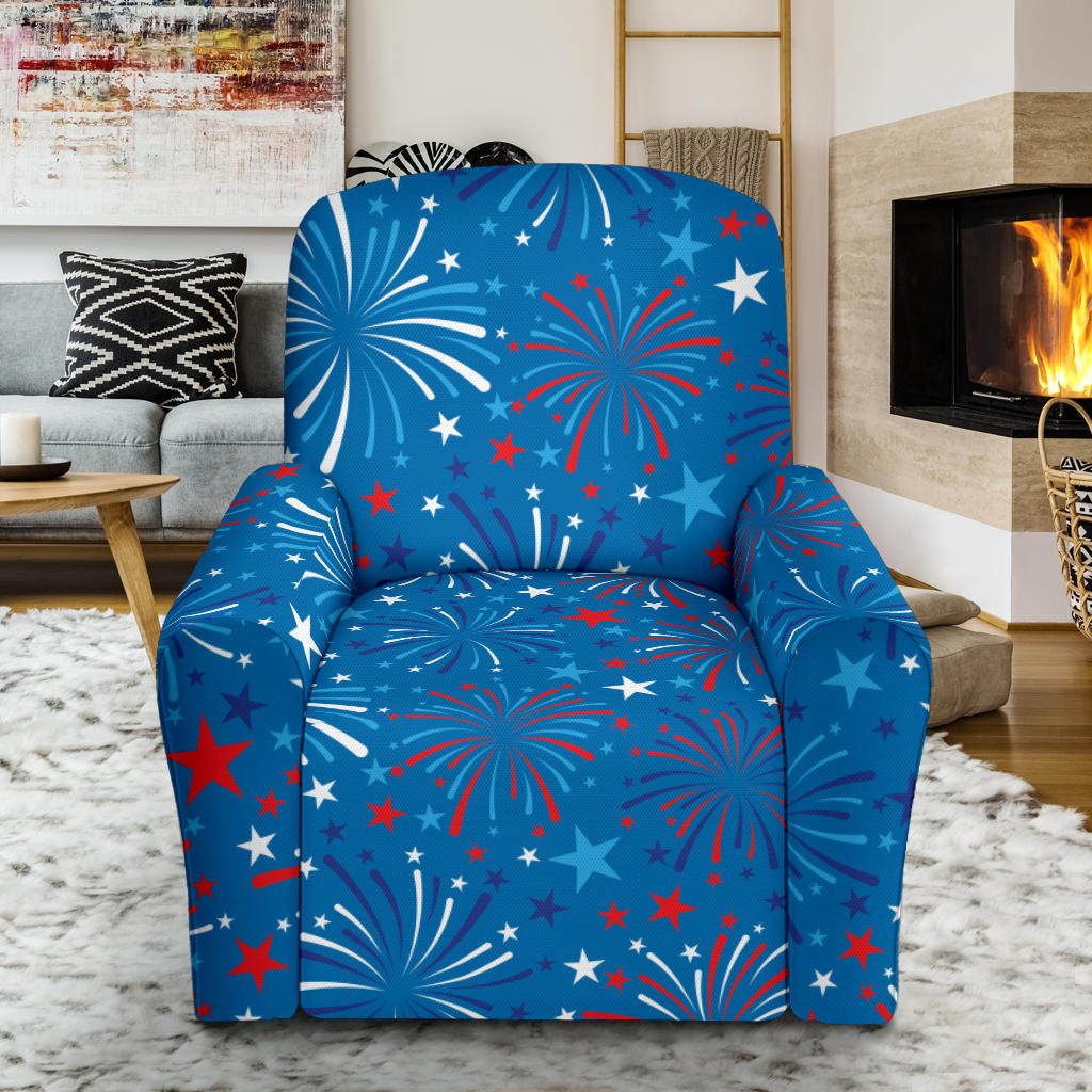 Firework Celebration Print Design LKS304 Recliner Slipcover with Pocket