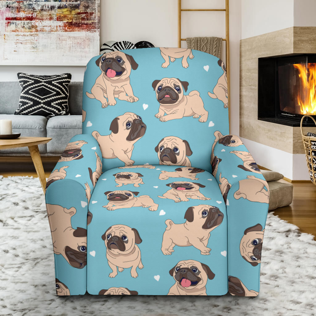 Pug Pattern Print Design A03 Recliner Slipcover with Pocket