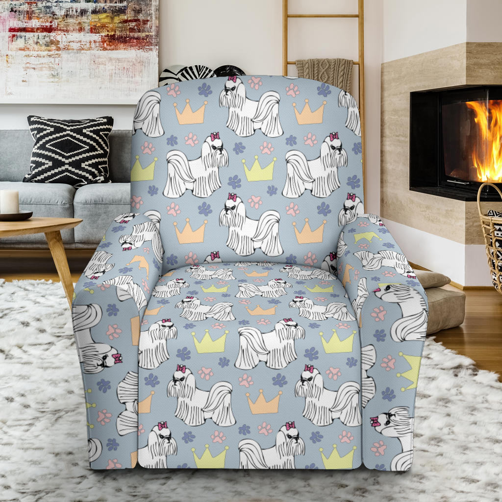 Maltese Pattern Print Design 04 Recliner Slipcover with Pocket