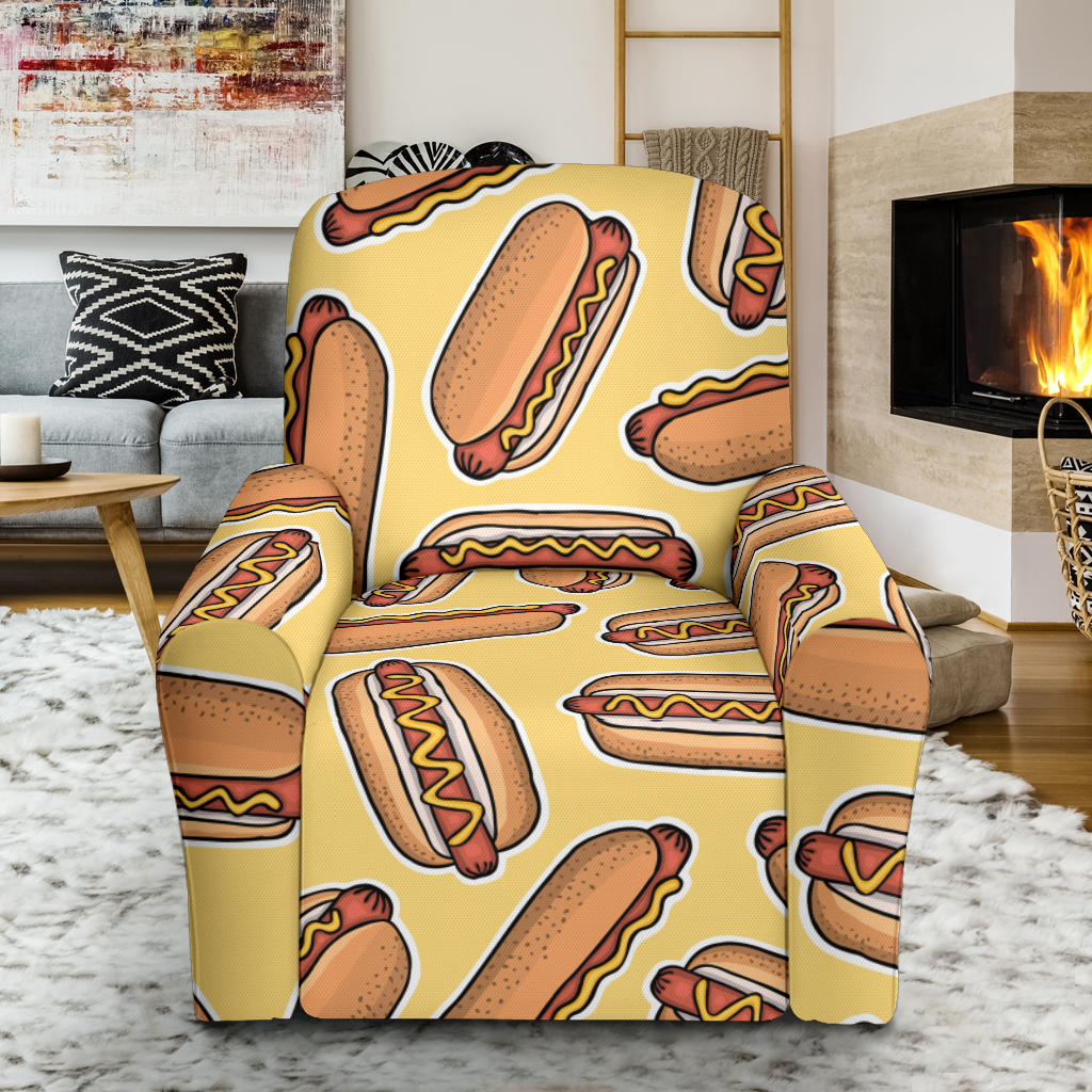 Hot Dog Pattern Print Design 01 Recliner Slipcover with Pocket