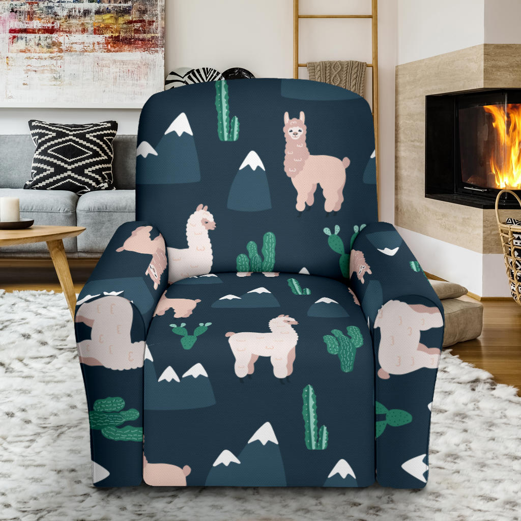Llama Pattern Print Design 06 Recliner Slipcover with Pocket