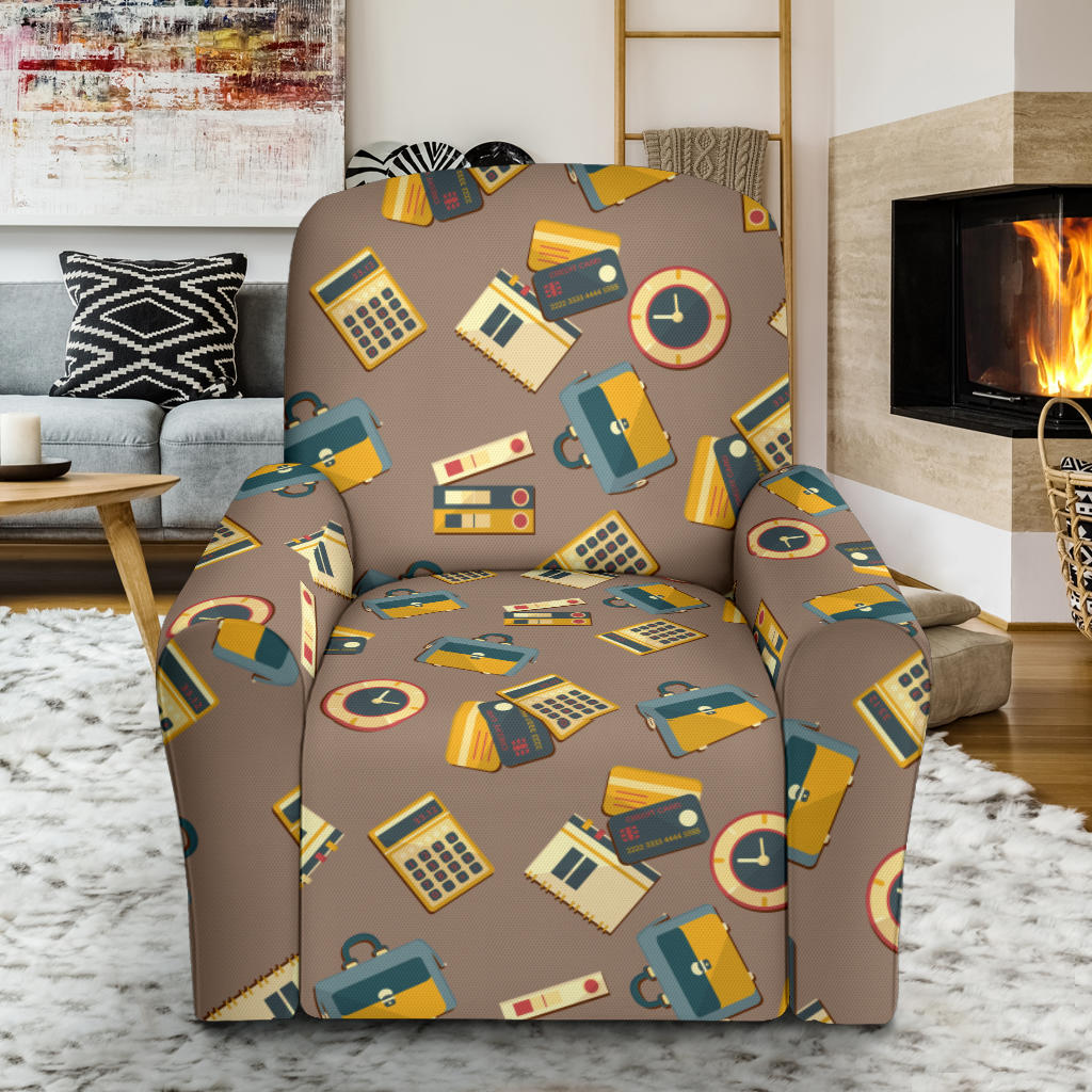 Accounting Financial Pattern Print Design 03 Single Sofa Slipcover