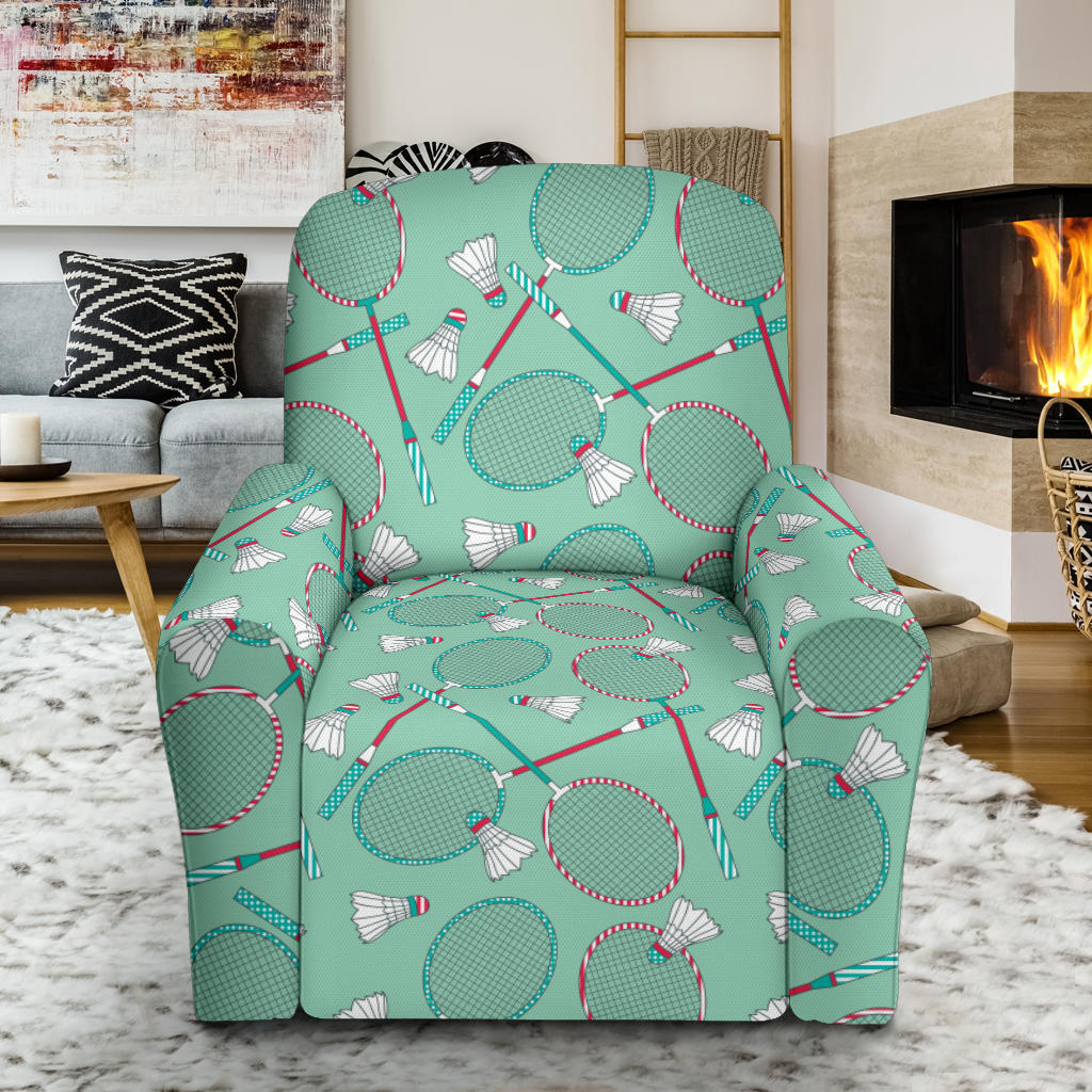 Badminton Pattern Print Design 05 Recliner Slipcover with Pocket