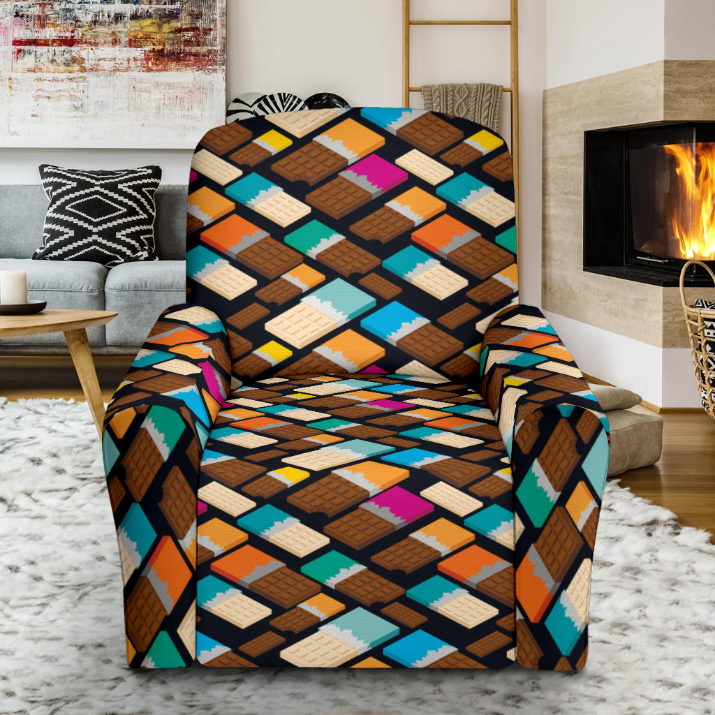 Chocolate Pattern Print Design 02 Recliner Slipcover with Pocket