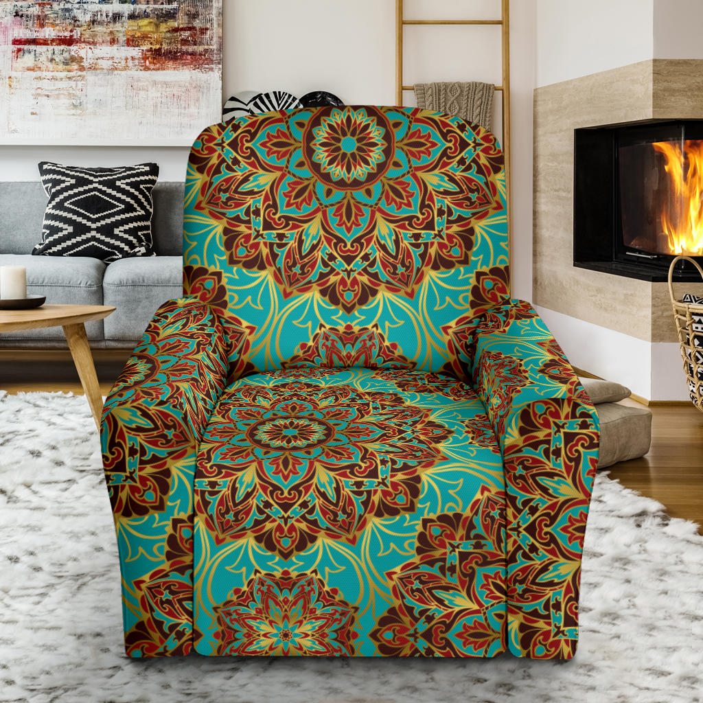 Medallion Pattern Print Design 02 Recliner Slipcover with Pocket