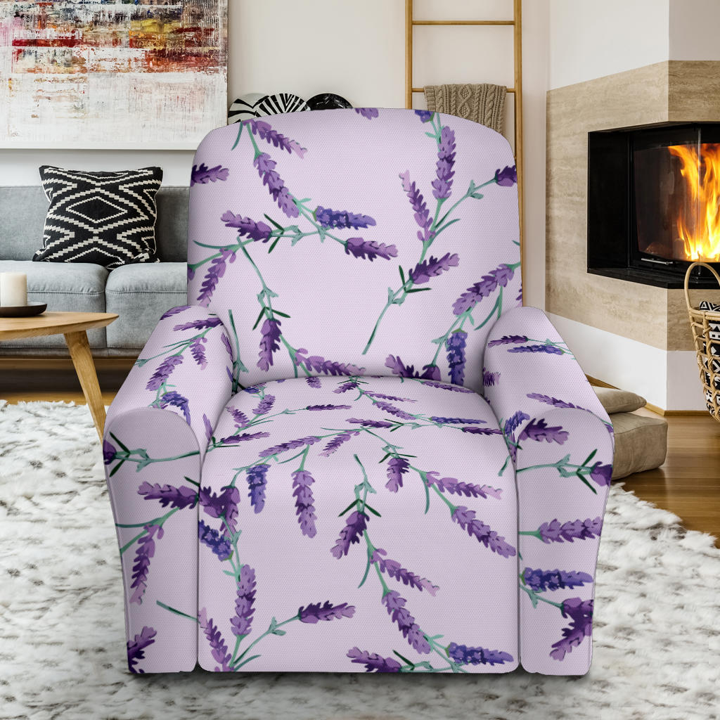 Lavender Pattern Print Design 02 Recliner Slipcover with Pocket