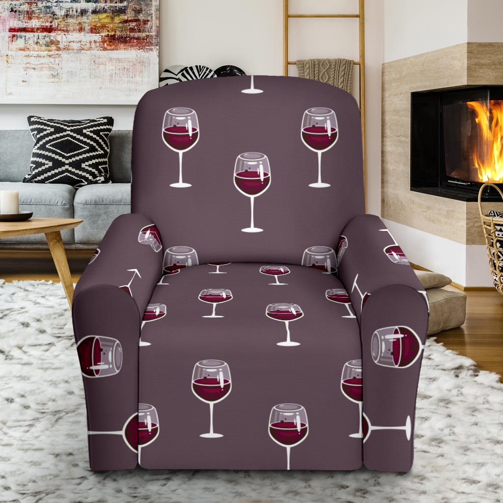 Wine Glass Pattern Print Design LKS305 Recliner Slipcover with Pocket