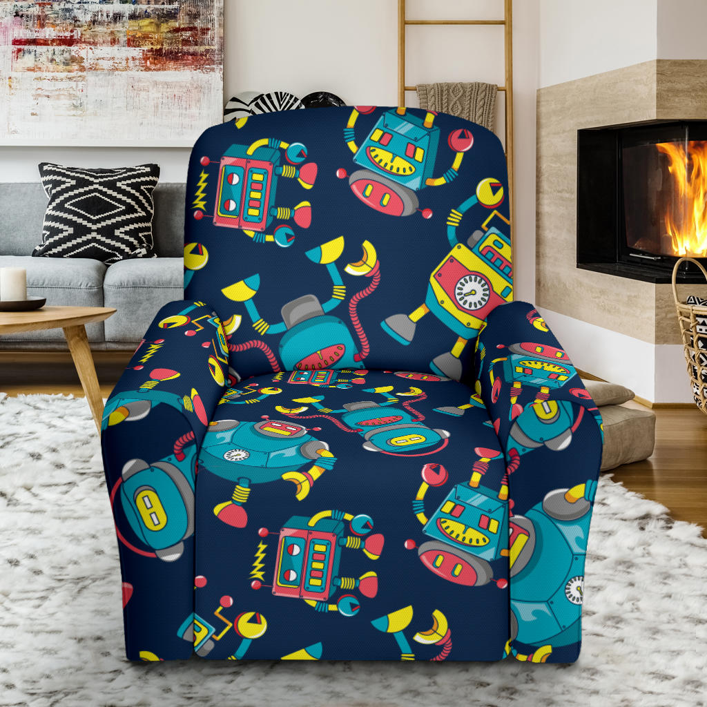 Robot Pattern Print Design A05 Recliner Slipcover with Pocket