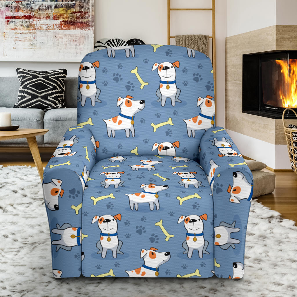 Bull Terriers Pattern Print Design 04 Recliner Slipcover with Pocket