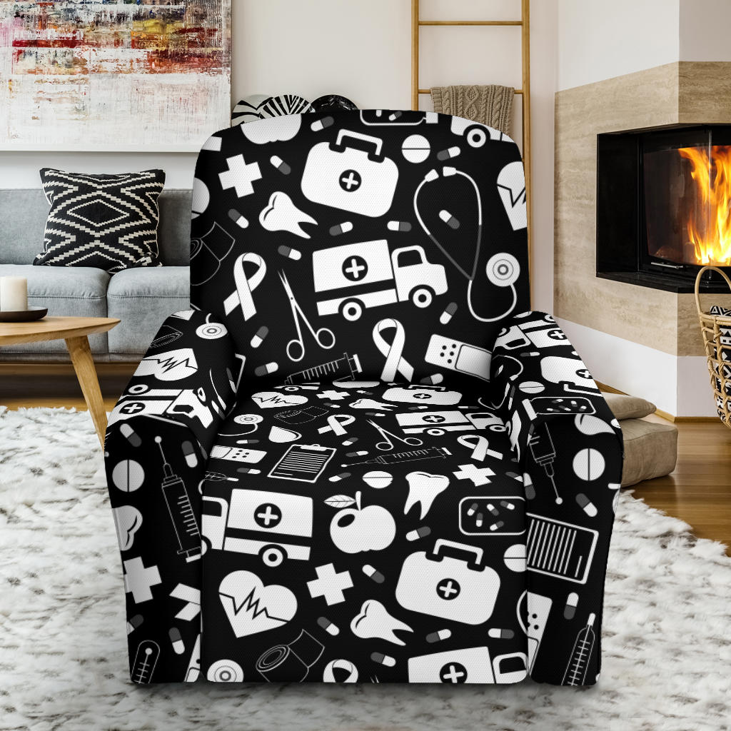 Medical Pattern Print Design 01 Recliner Slipcover with Pocket
