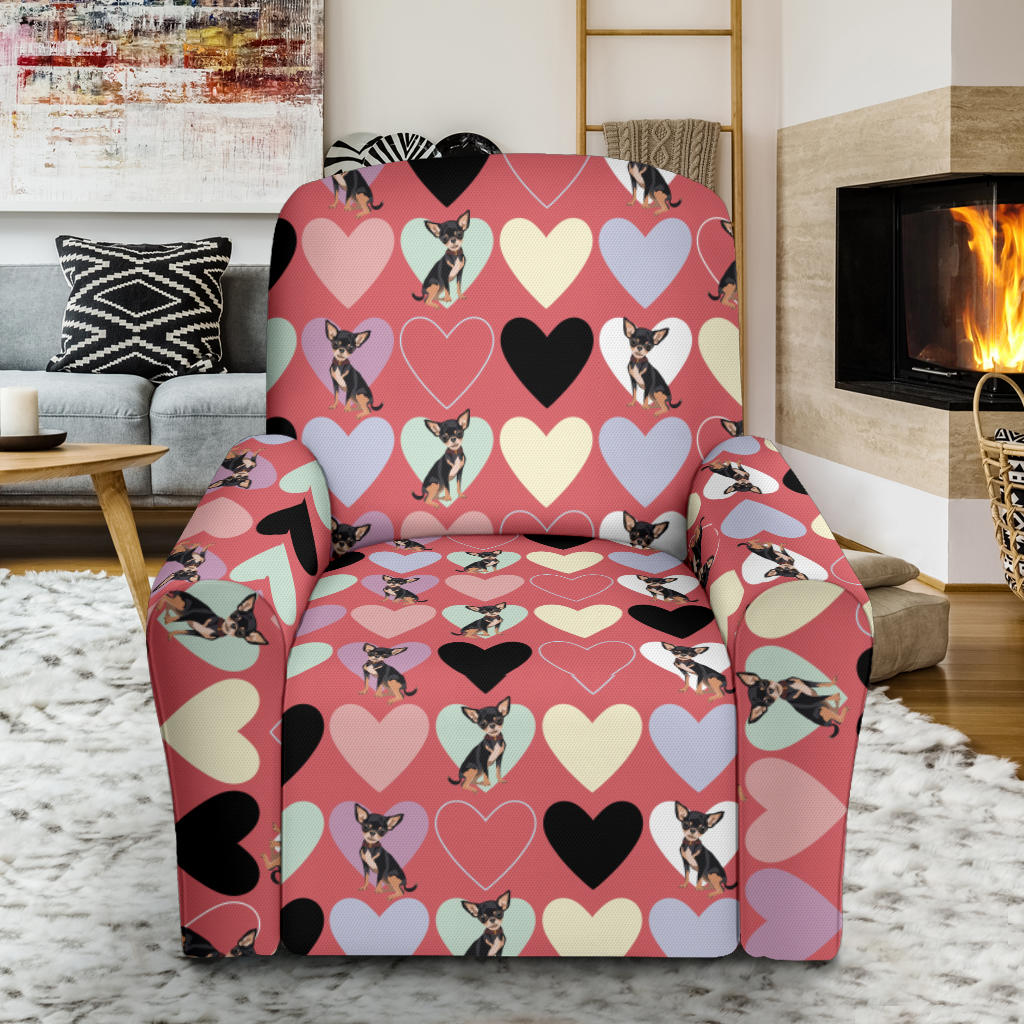Chihuahua Pattern Print Design 01 Recliner Slipcover with Pocket