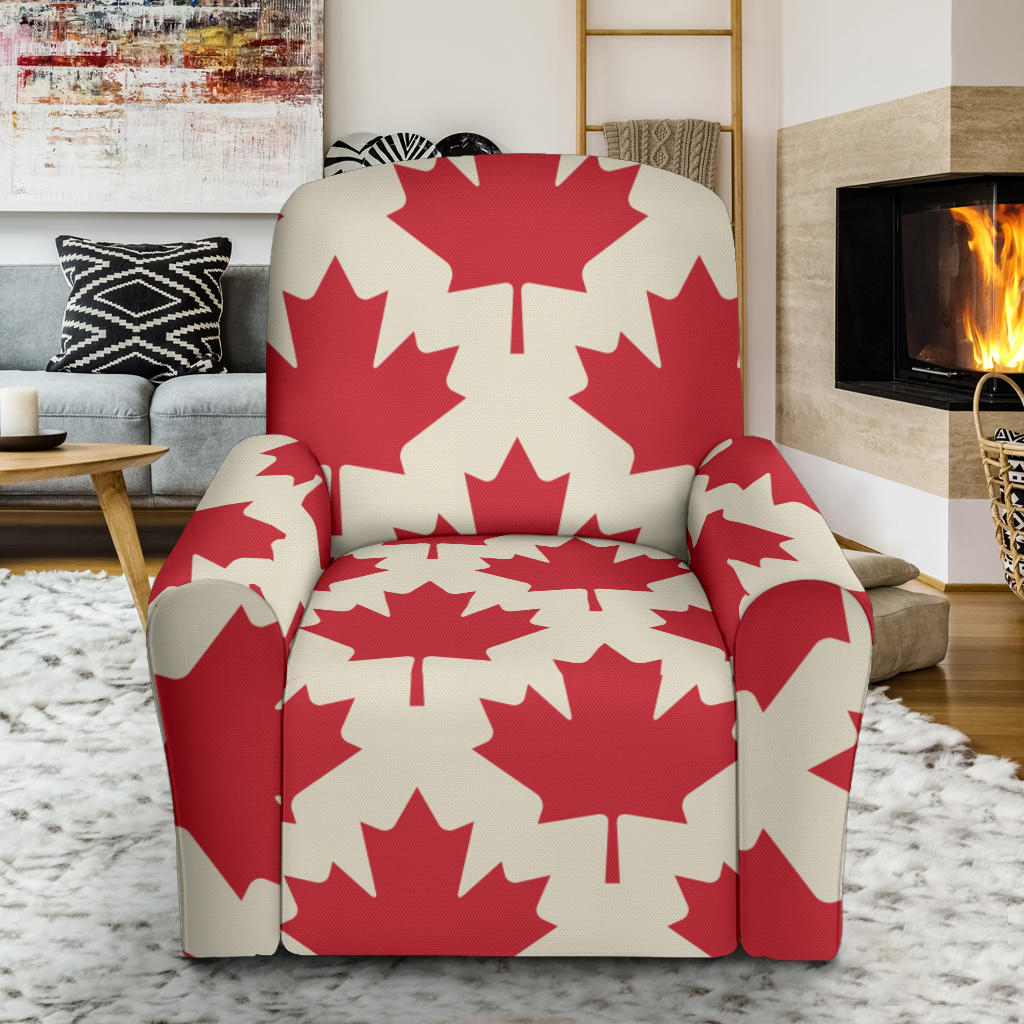 Maple Leaf Pattern Print Design 03 Recliner Slipcover with Pocket