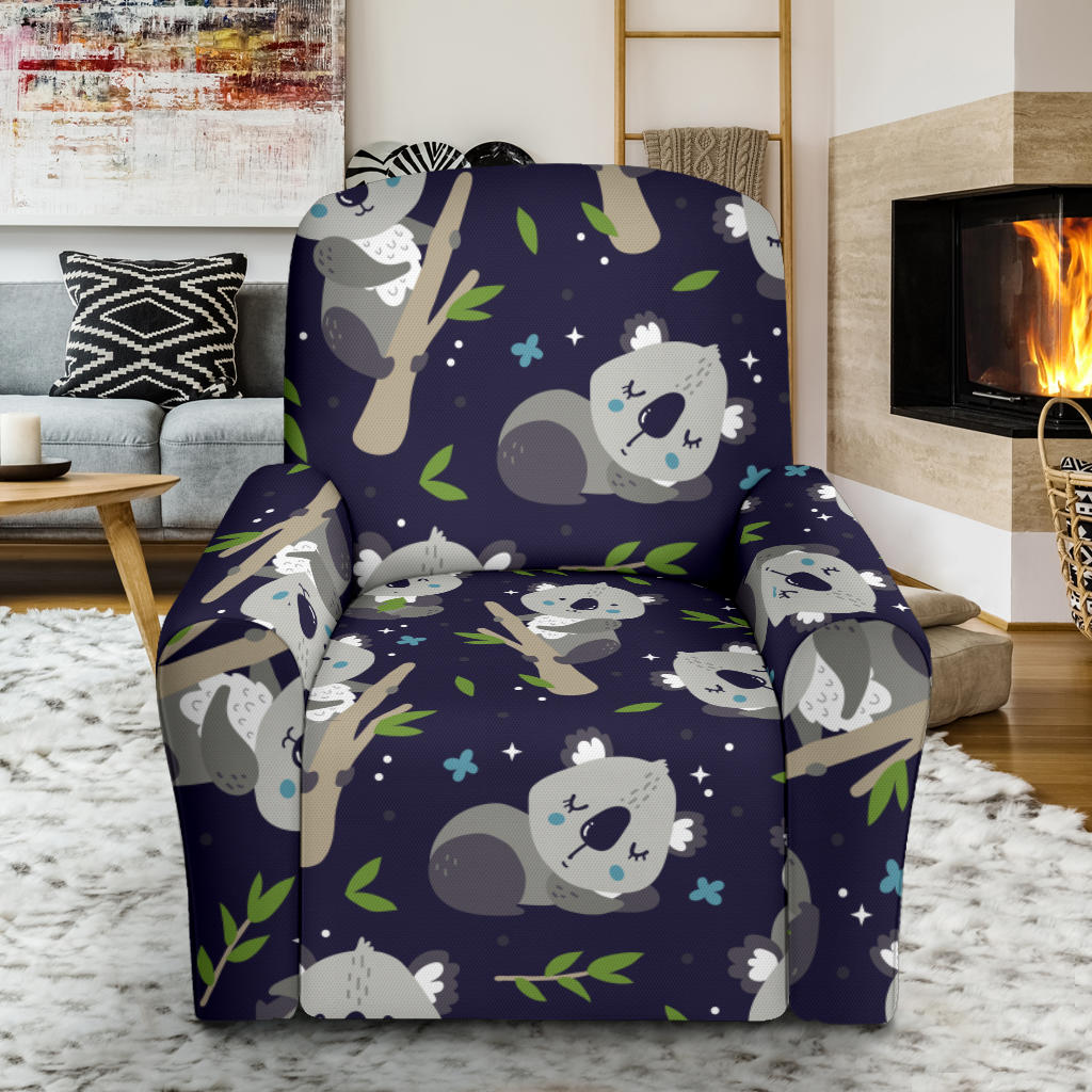 Koala Pattern Print Design 04 Recliner Slipcover with Pocket