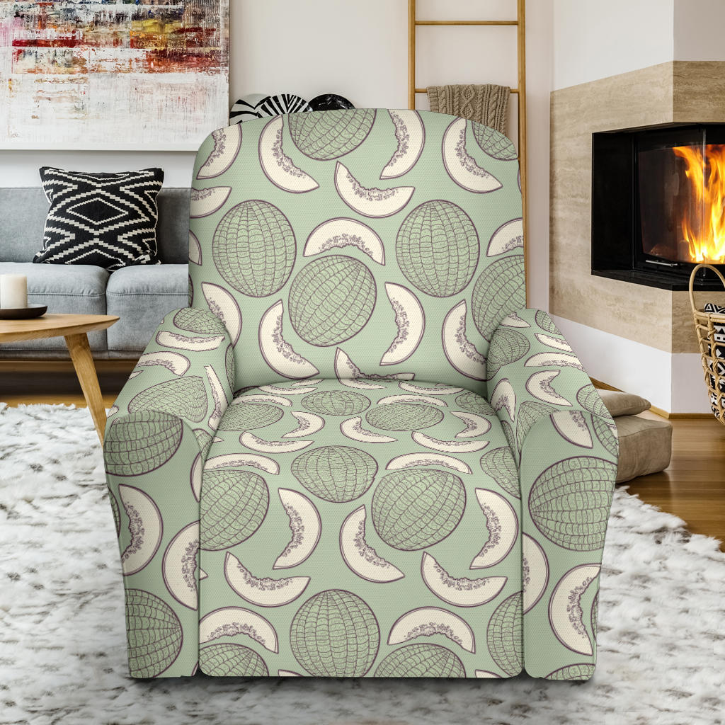 Cantaloupe Pattern Print Design 01 Recliner Slipcover with Pocket
