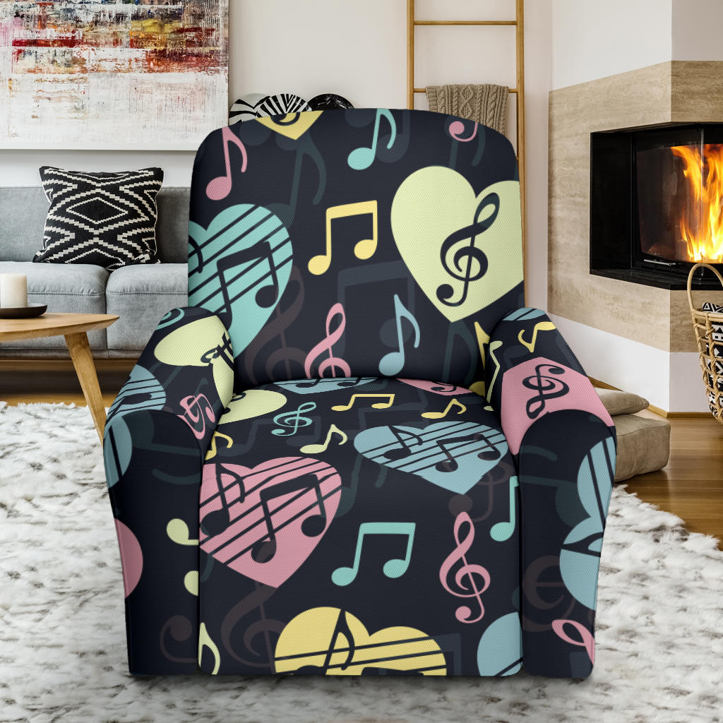 Music note Pattern Print Design A03 Recliner Slipcover with Pocket