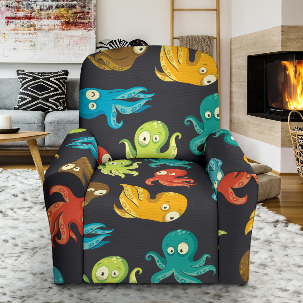 Octopus Pattern Print Design A01 Recliner Slipcover with Pocket