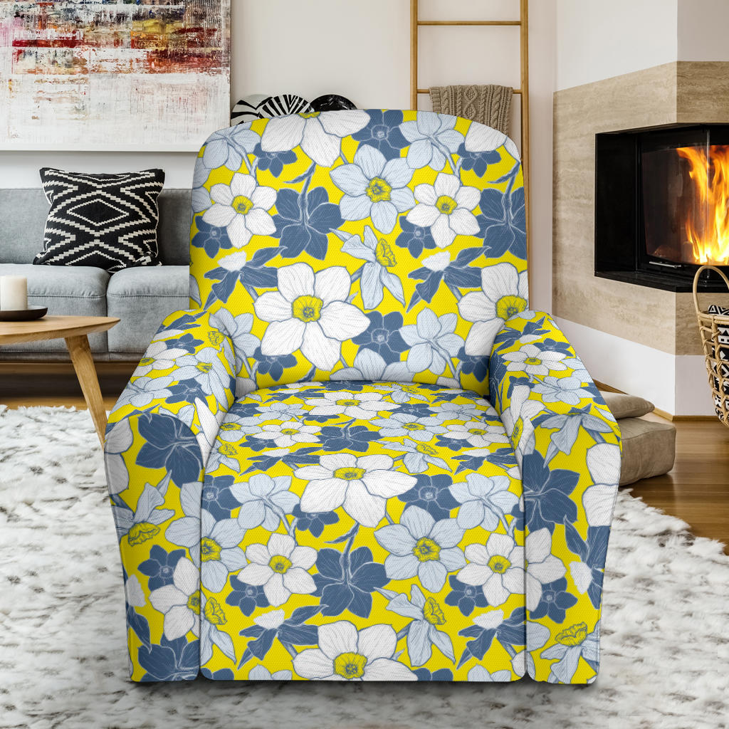 Daffodils Pattern Print Design 01 Recliner Slipcover with Pocket