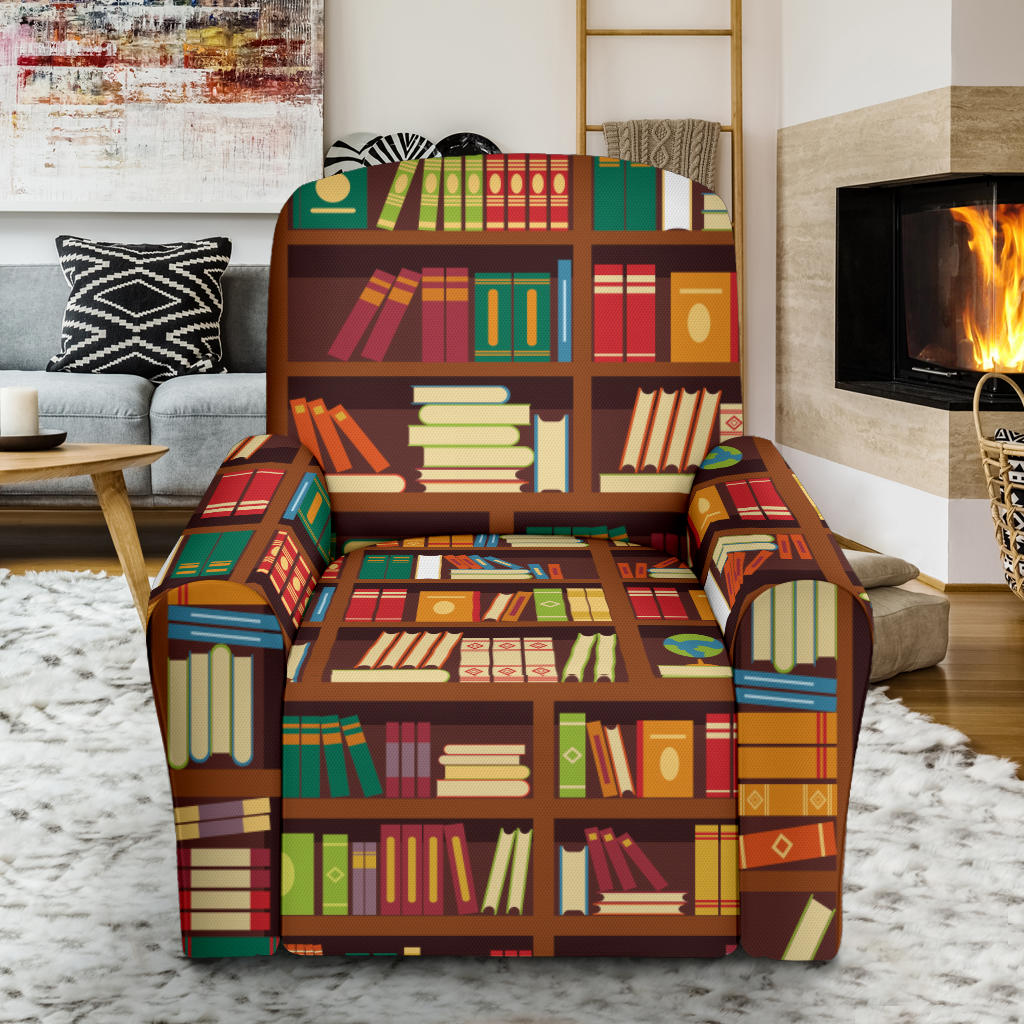 Book Pattern Print Design 06 Recliner Slipcover with Pocket