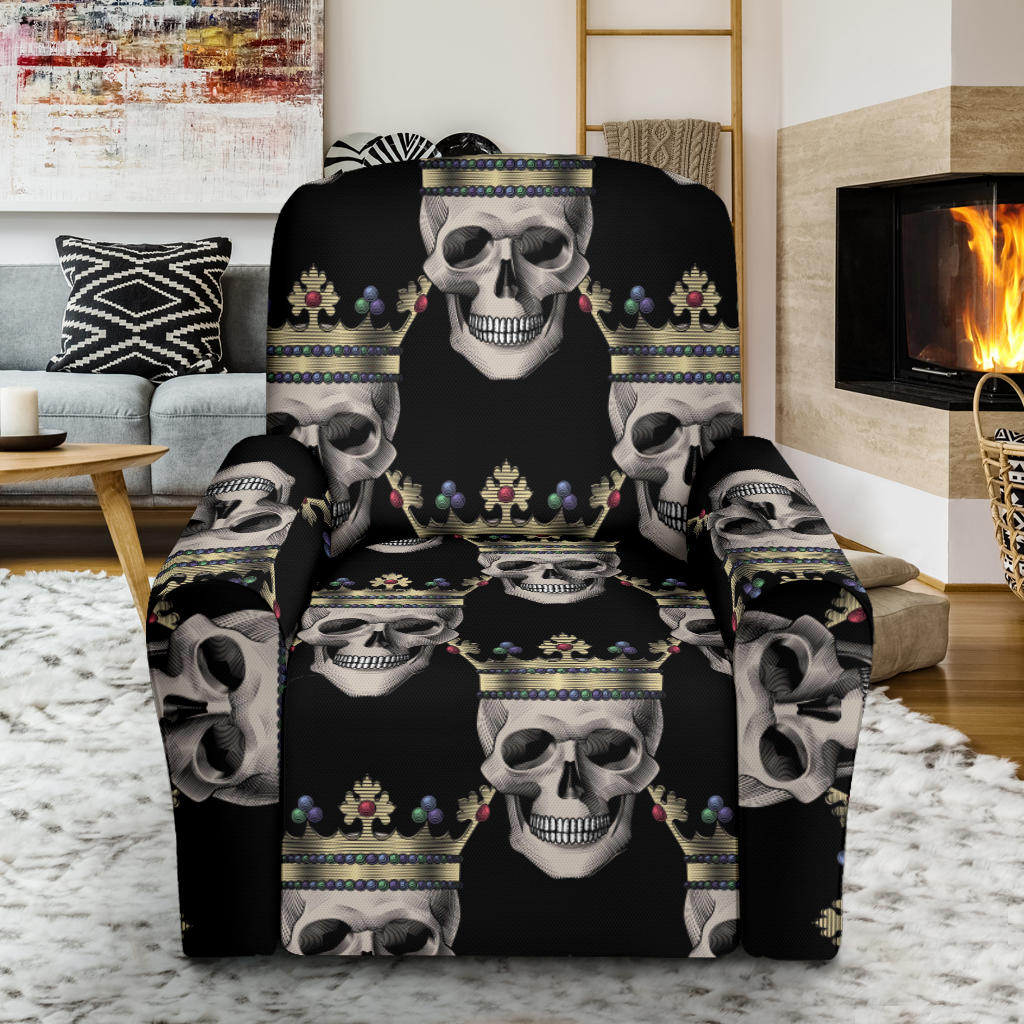 Skull King Print Design LKS3010 Recliner Slipcover with Pocket