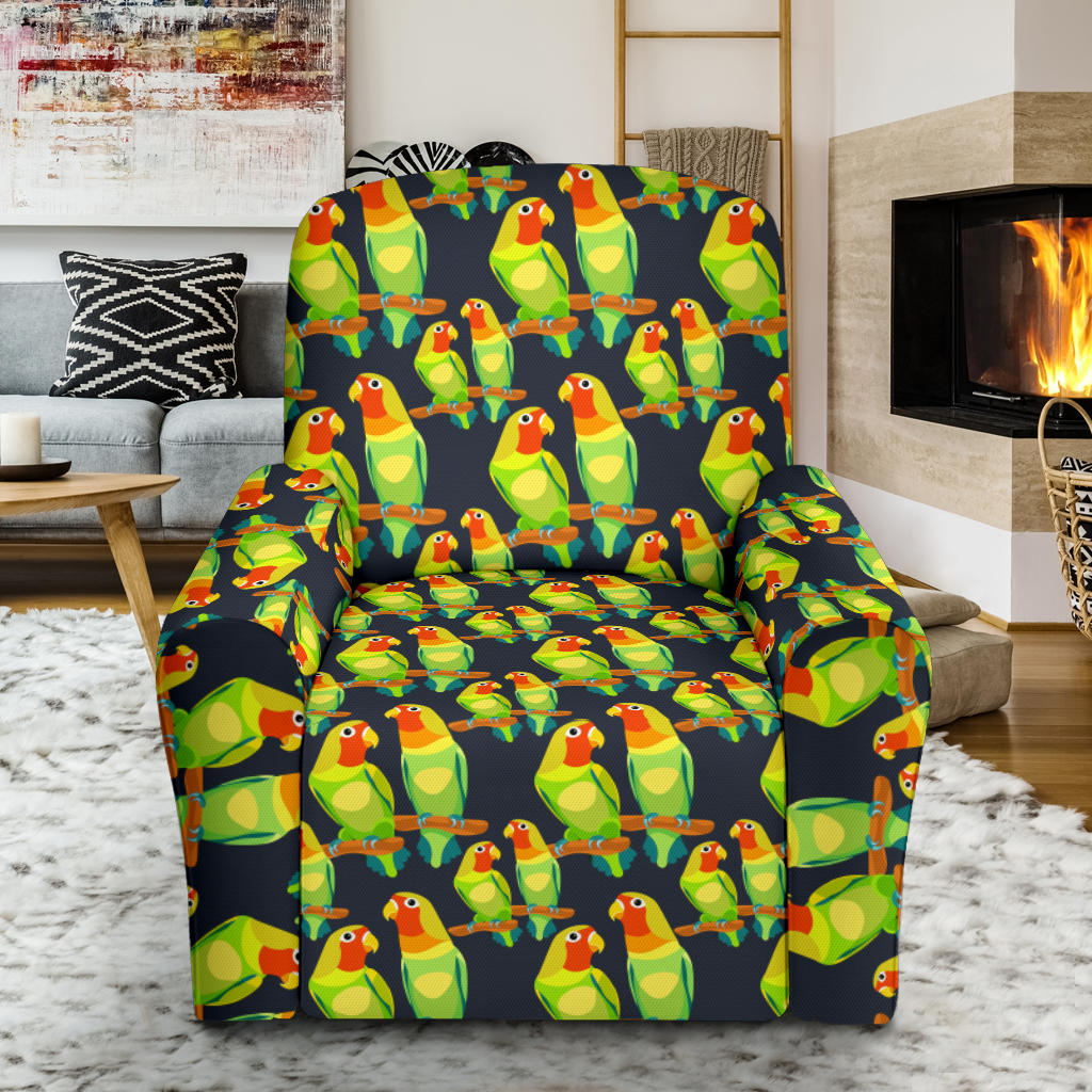 Lovebird Pattern Print Design 01 Recliner Slipcover with Pocket