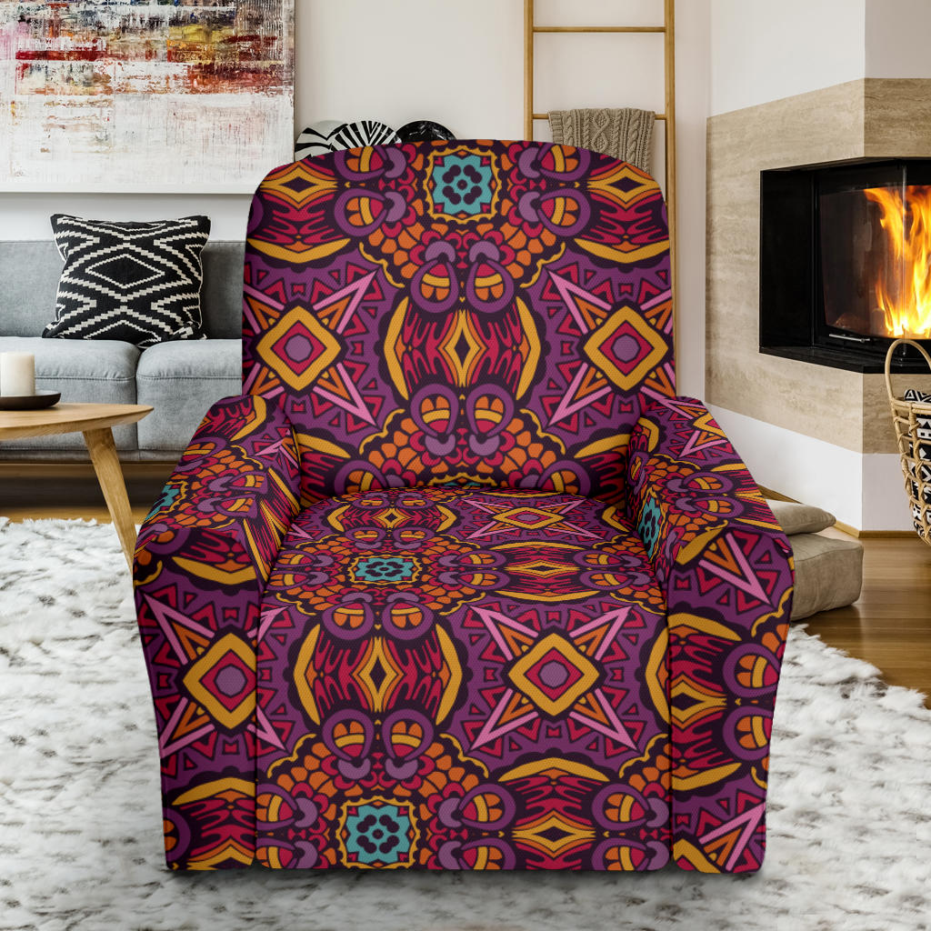 Bohemian Pattern Print Design 10 Recliner Slipcover with Pocket