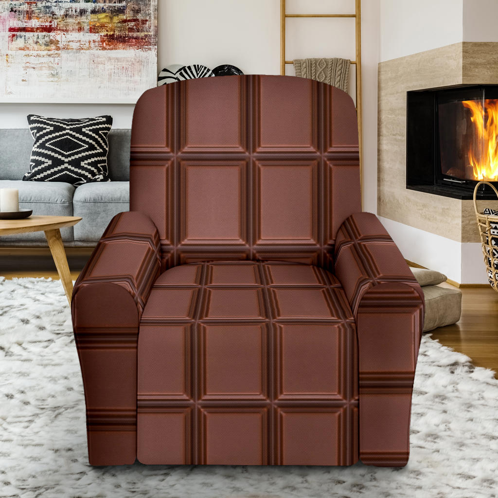 Chocolate Pattern Print Design 03 Recliner Slipcover with Pocket