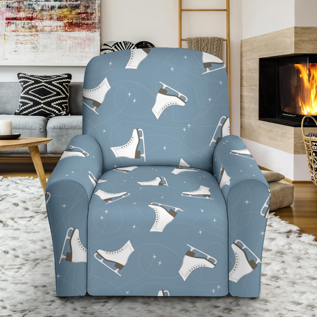 Ice Skate Pattern Print Design 02 Recliner Slipcover with Pocket