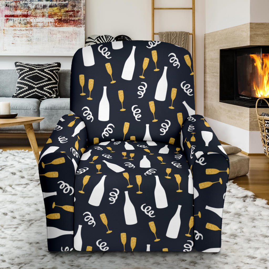 Champagne Pattern Print Design 01 Recliner Slipcover with Pocket