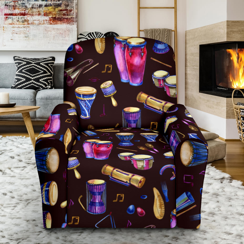 Percussion Neon Pattern Print Design 04 Recliner Slipcover with Pocket