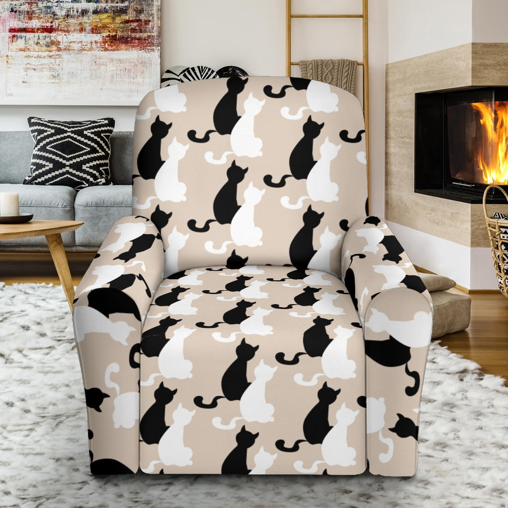 Cat Pattern Print Design 04 Recliner Slipcover with Pocket