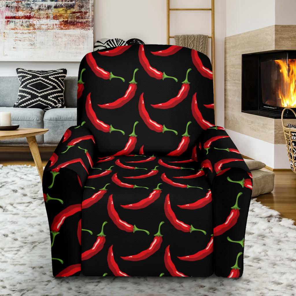 Chilli Pepper Pattern Print Design 01 Recliner Slipcover with Pocket