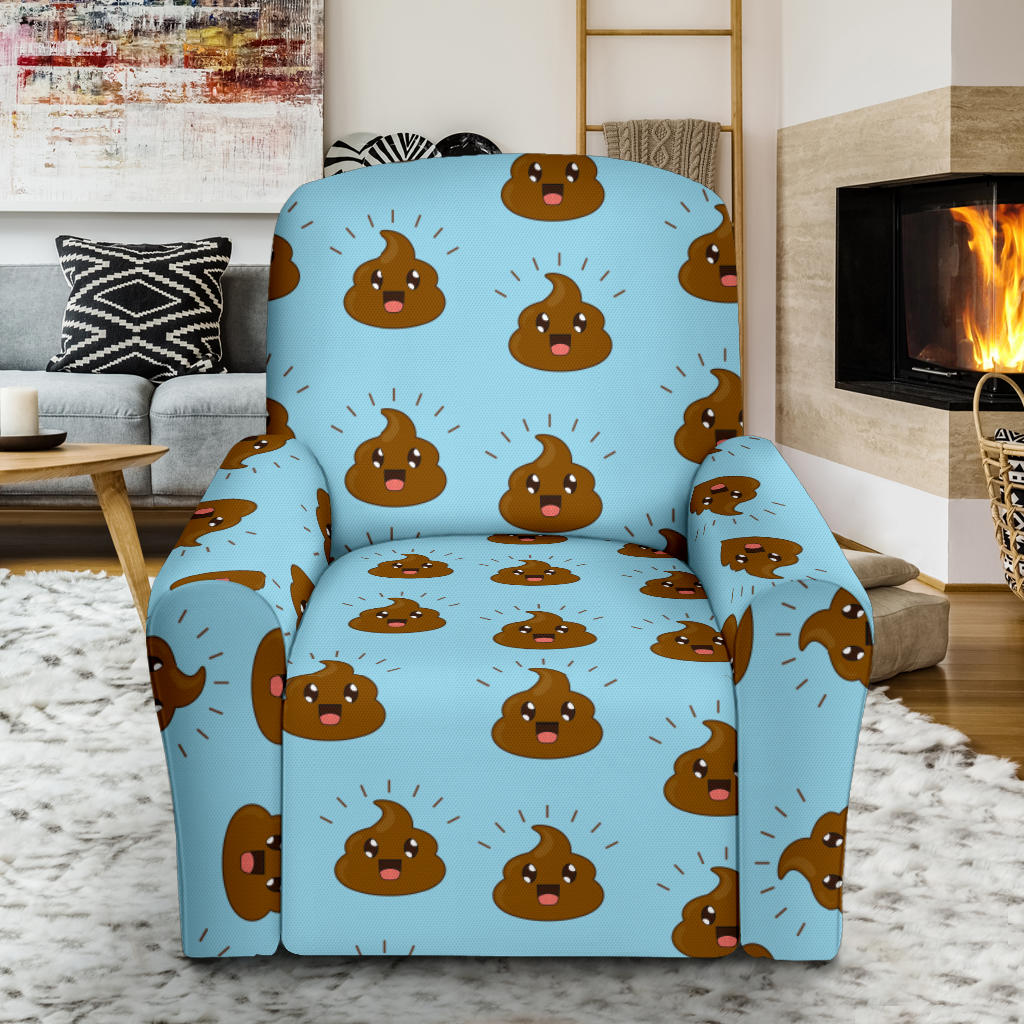 Poop Emoji Pattern Print Design A03 Recliner Slipcover with Pocket