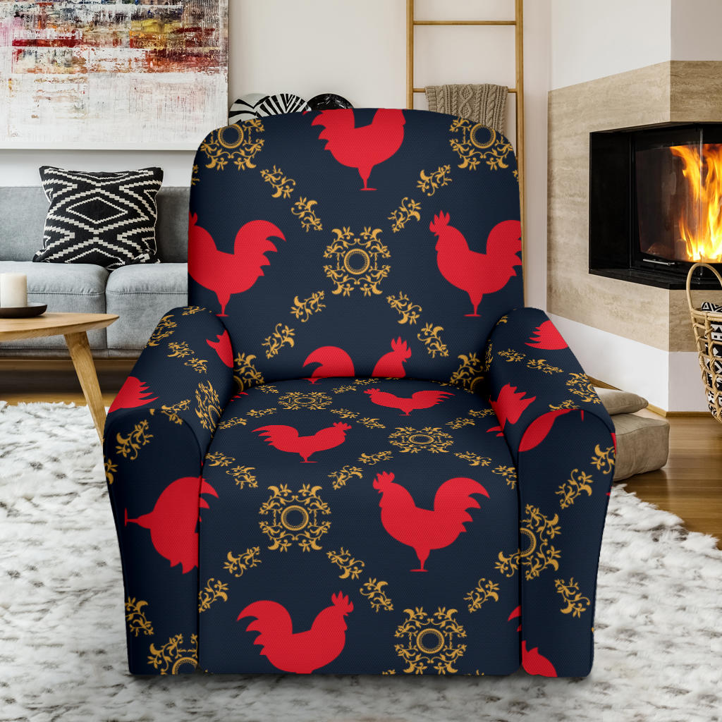 Rooster Pattern Print Design A02 Recliner Slipcover with Pocket