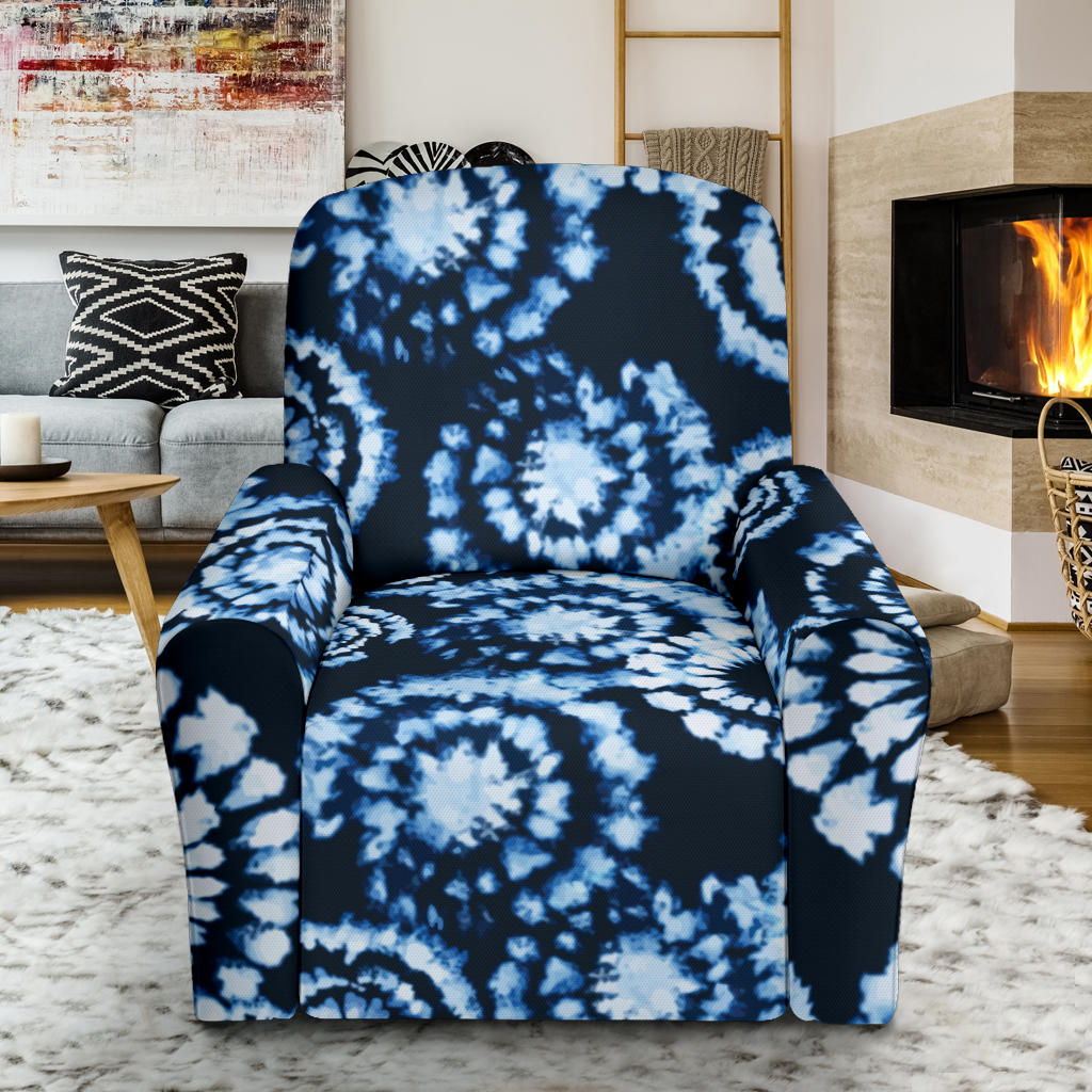 Tie Dye Dark Blue Print Design LKS306 Recliner Slipcover with Pocket
