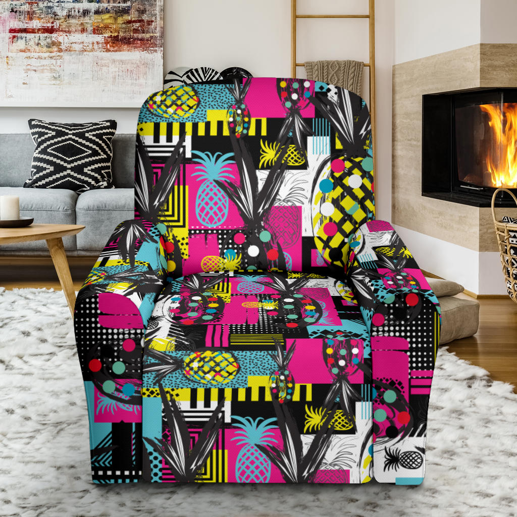 Pop Art Pineapple Pattern Print Design A02 Recliner Slipcover with Pocket