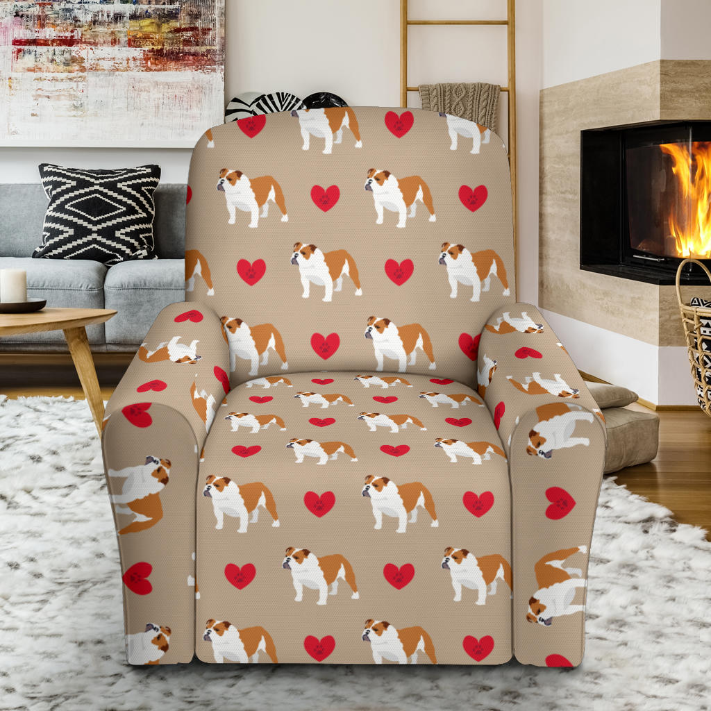 Bulldogs Pattern Print Design 02 Recliner Slipcover with Pocket