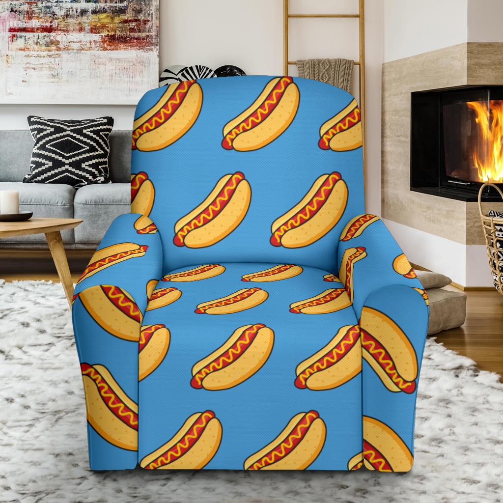 Hot Dog Pattern Print Design 02 Recliner Slipcover with Pocket