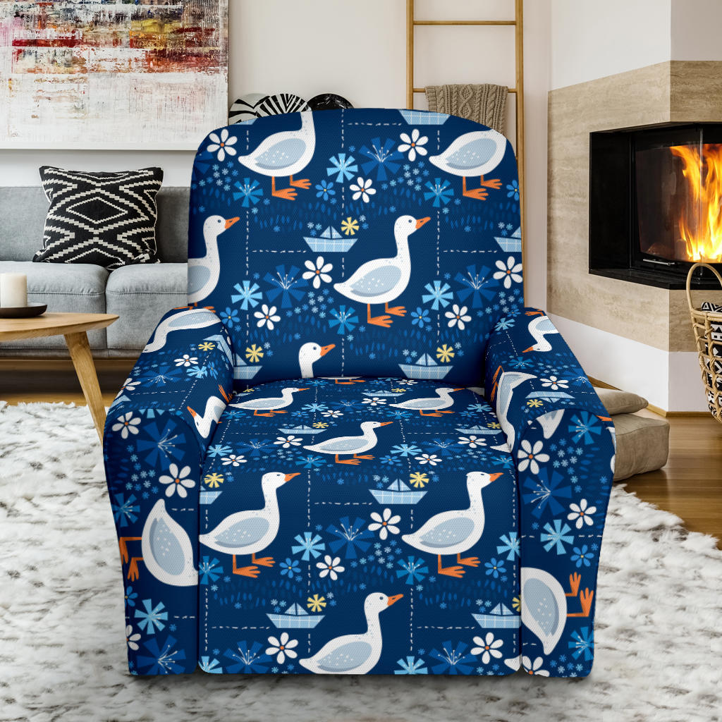 Goose Print Design LKS405 Recliner Slipcover with Pocket
