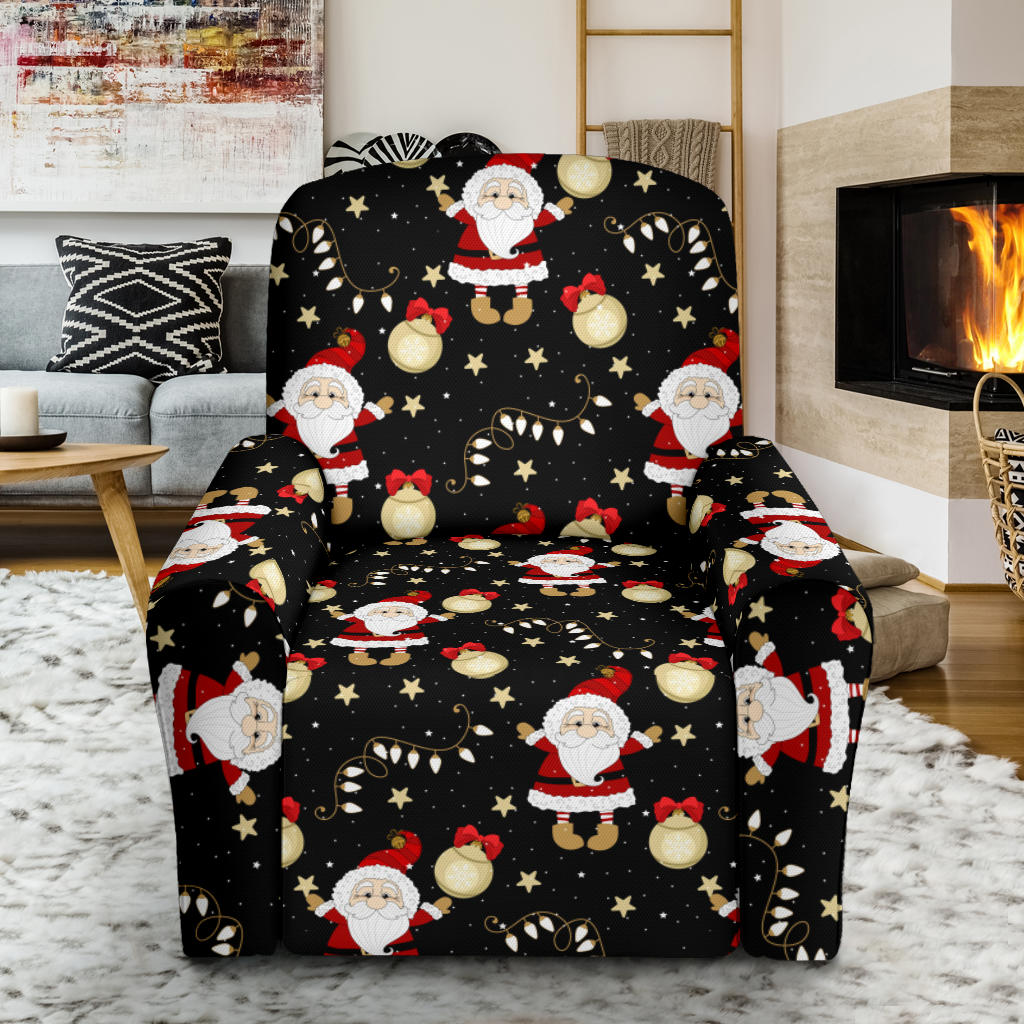 Santa Christmas Themed Print Design LKS307 Recliner Slipcover with Pocket